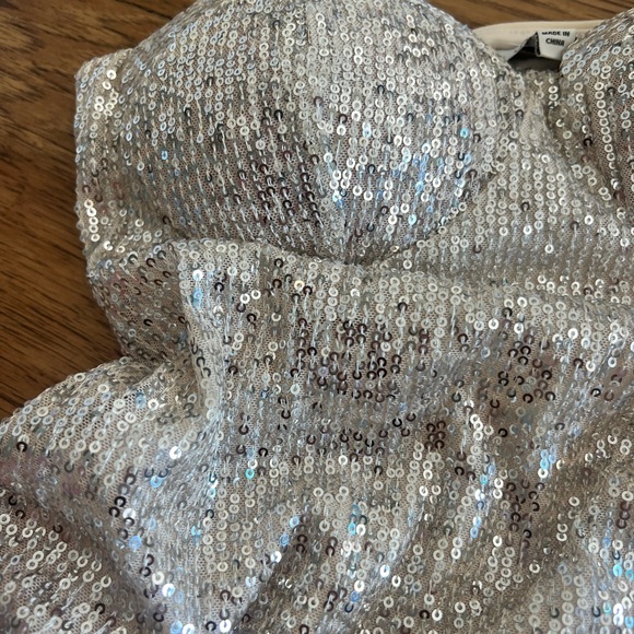 NWT! Sequin Champagne & Silver Mini Dress M - Picture 9 of 9